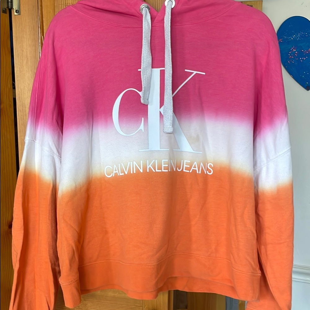 Calvin Klein Pink and Orange Ombre Hoodie